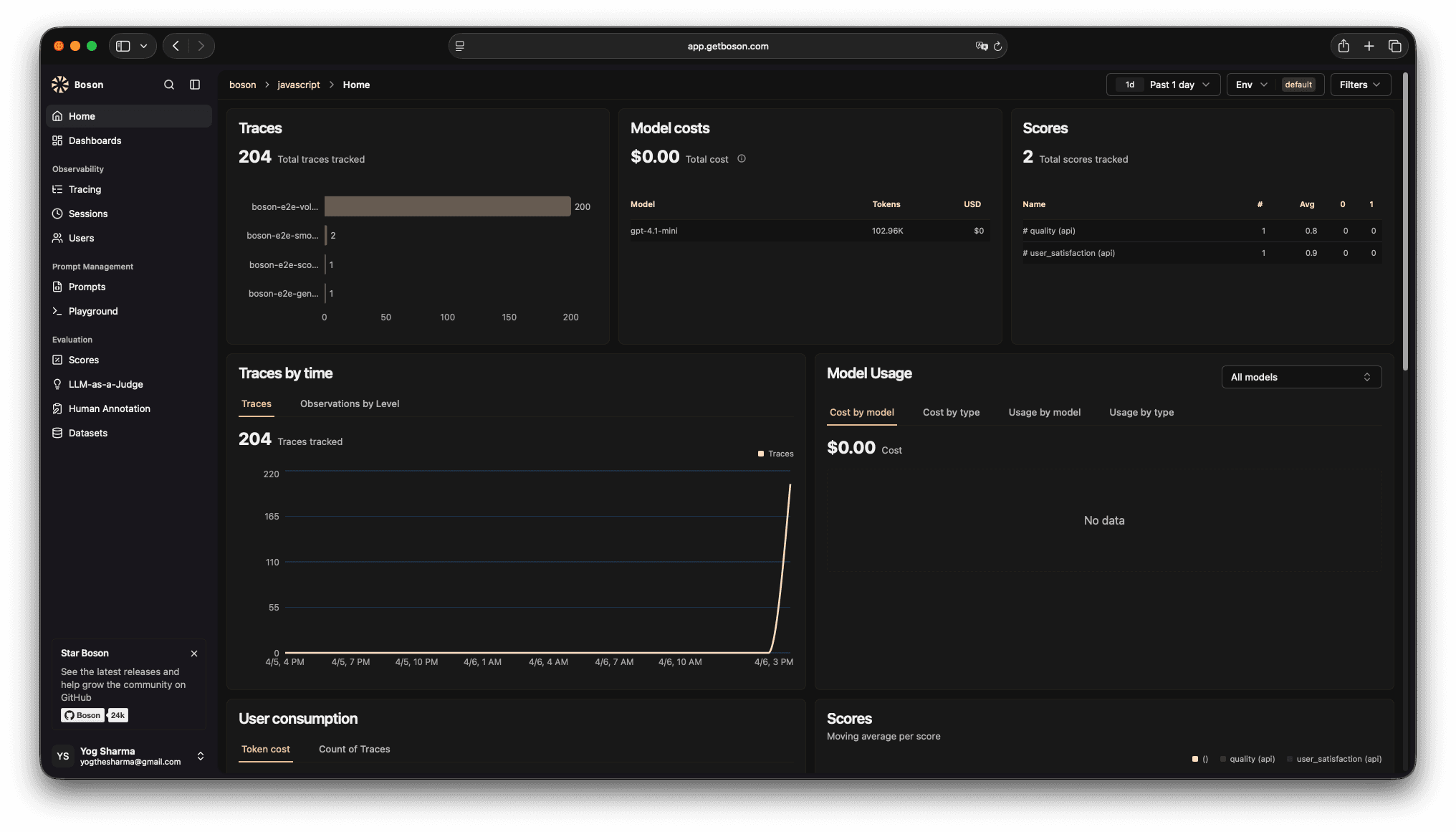 Boson dashboard